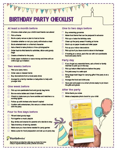 Birthday Party Checklist