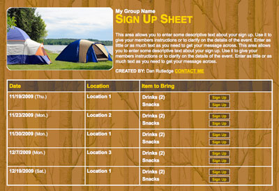 Camping food volunteer sign up