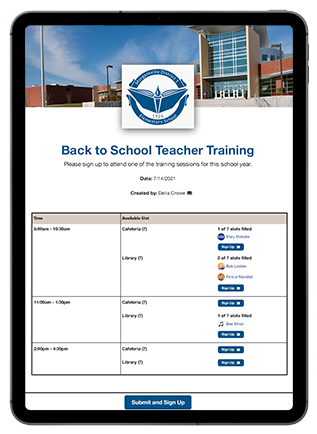 back to school teacher training sign up on ipad