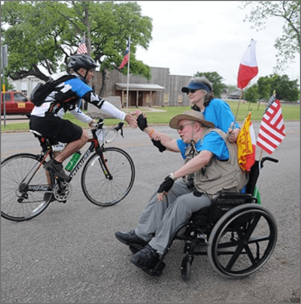 Celebrating bicyclists