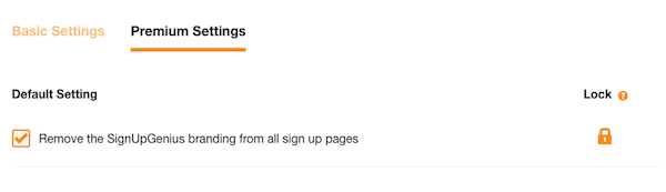 screenshot of settings area remove signupgenius branding